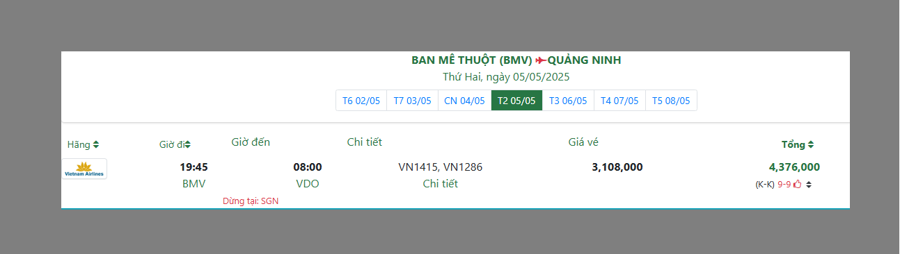 BAN MÊ THUỘT (BMV) QUẢNG NINH Thứ Hai, ngày 05/05/2025