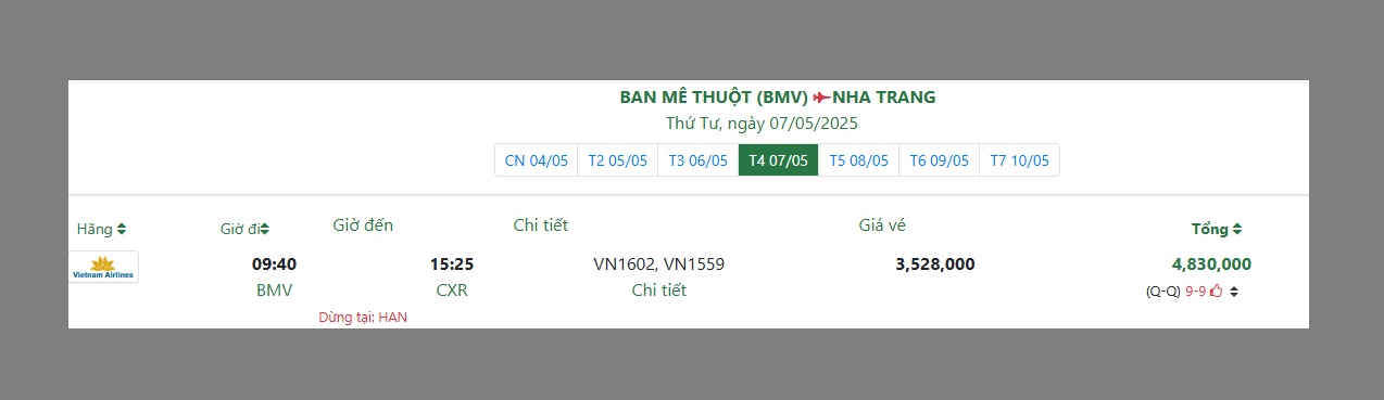 BAN MÊ THUỘT (BMV) NHA TRANG Thứ Tư, ngày 07/05/2025