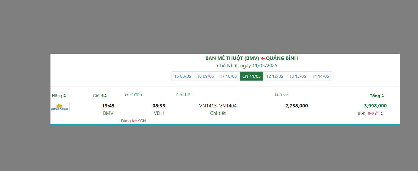 BAN MÊ THUỘT (BMV) QUẢNG BÌNH Chủ Nhật, ngày 11/05/2025
