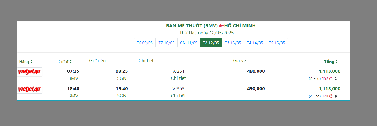 BAN MÊ THUỘT (BMV) HỒ CHÍ MINH Thứ Hai, ngày 12/05/2025