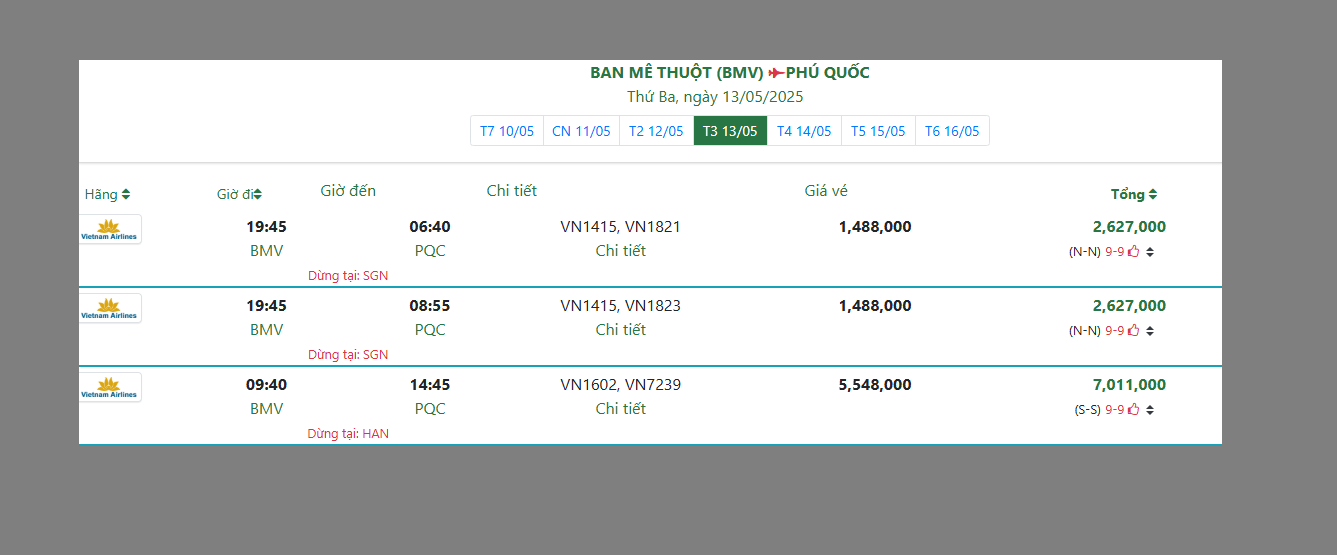 BAN MÊ THUỘT (BMV) PHÚ QUỐC Thứ Ba, ngày 13/05/2025