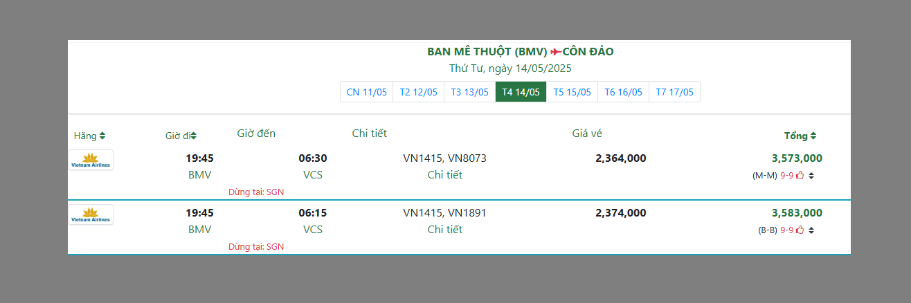BAN MÊ THUỘT (BMV) CÔN ĐẢO Thứ Tư, ngày 14/05/2025