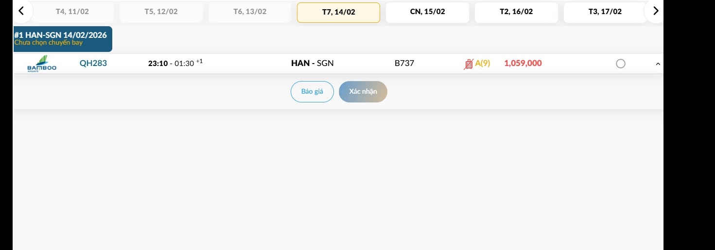 Hà Nội - TP. Hồ Chí Minh Thứ ba 17/02/2026 Mồng 1 têt