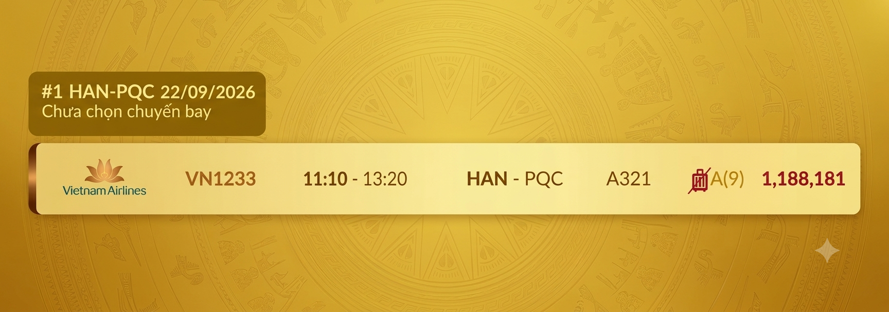 Hà Nội (HAN) - Phú Quốc (PQC) Thứ ba 22/09/2026