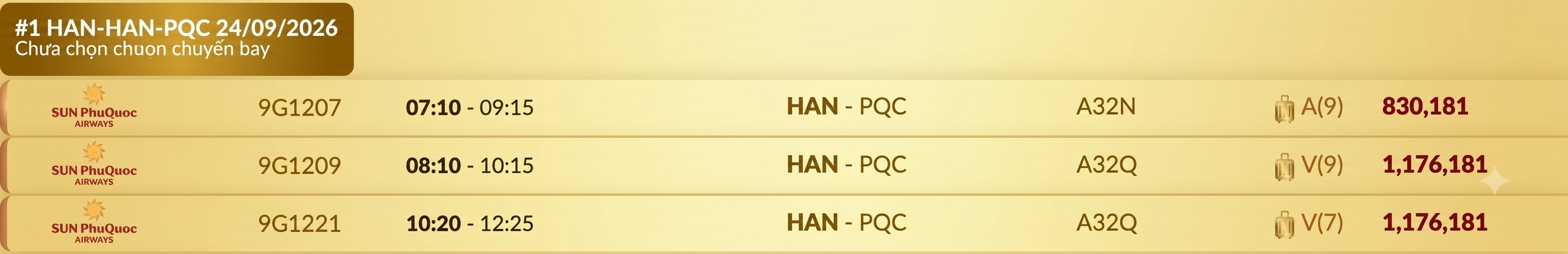 Hà Nội (HAN) - Phú Quốc (PQC) Thứ năm 24/09/2026